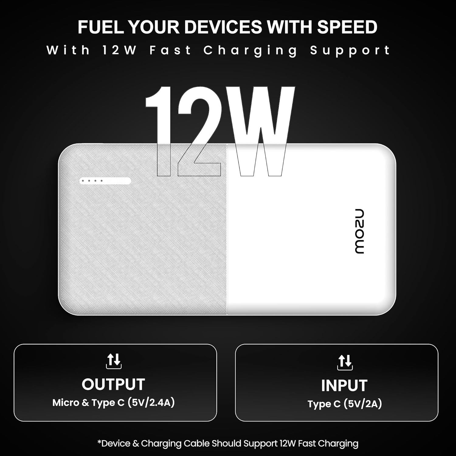 ChargeX P10 10000 mAh 12W Compact Pocket Size Powerbank - Mozu