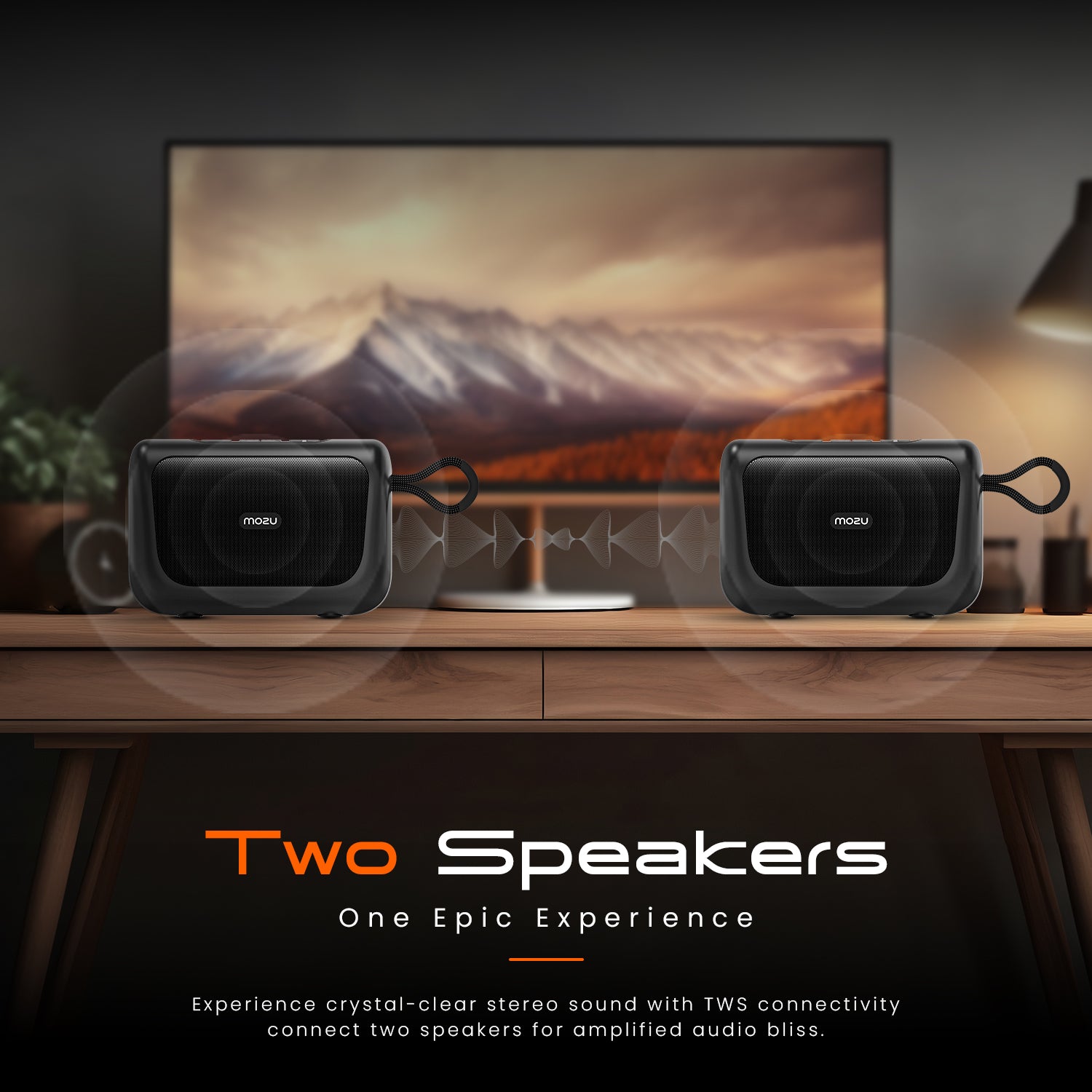 MOZU Bassmore X20 10W RMS Output Bluetooth Speaker with TWS Function,Upto 6 Hour Playtime,Carry Handle Design,Compact Size,Inbulit Mic (Orange Black) - Mozu