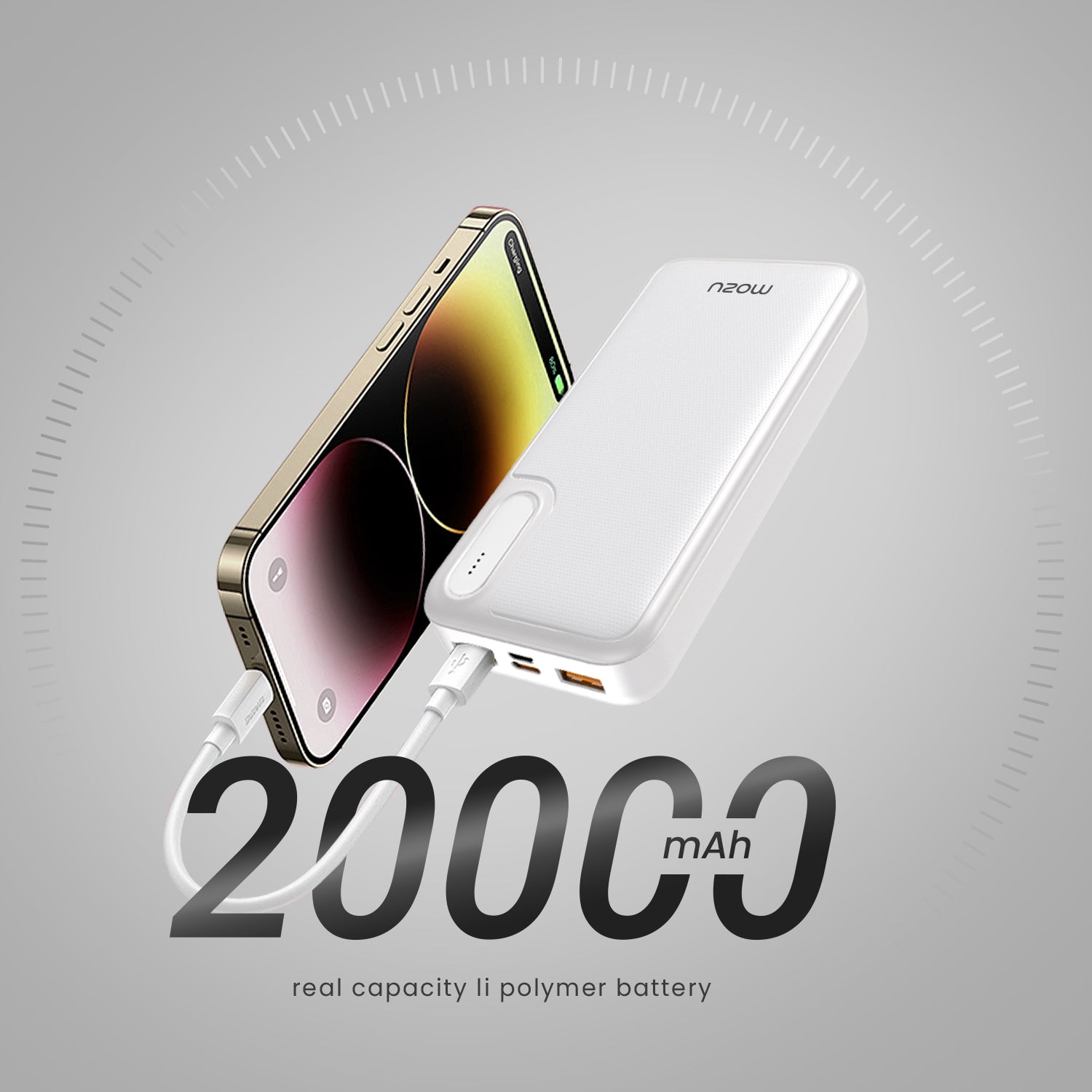 Mozu Chargex P120 20000 mAh 22.5W Fast Charging Powerbank |PD QC Support|Triple Output|Type C Fast Input Output|Compact Size - Mozu
