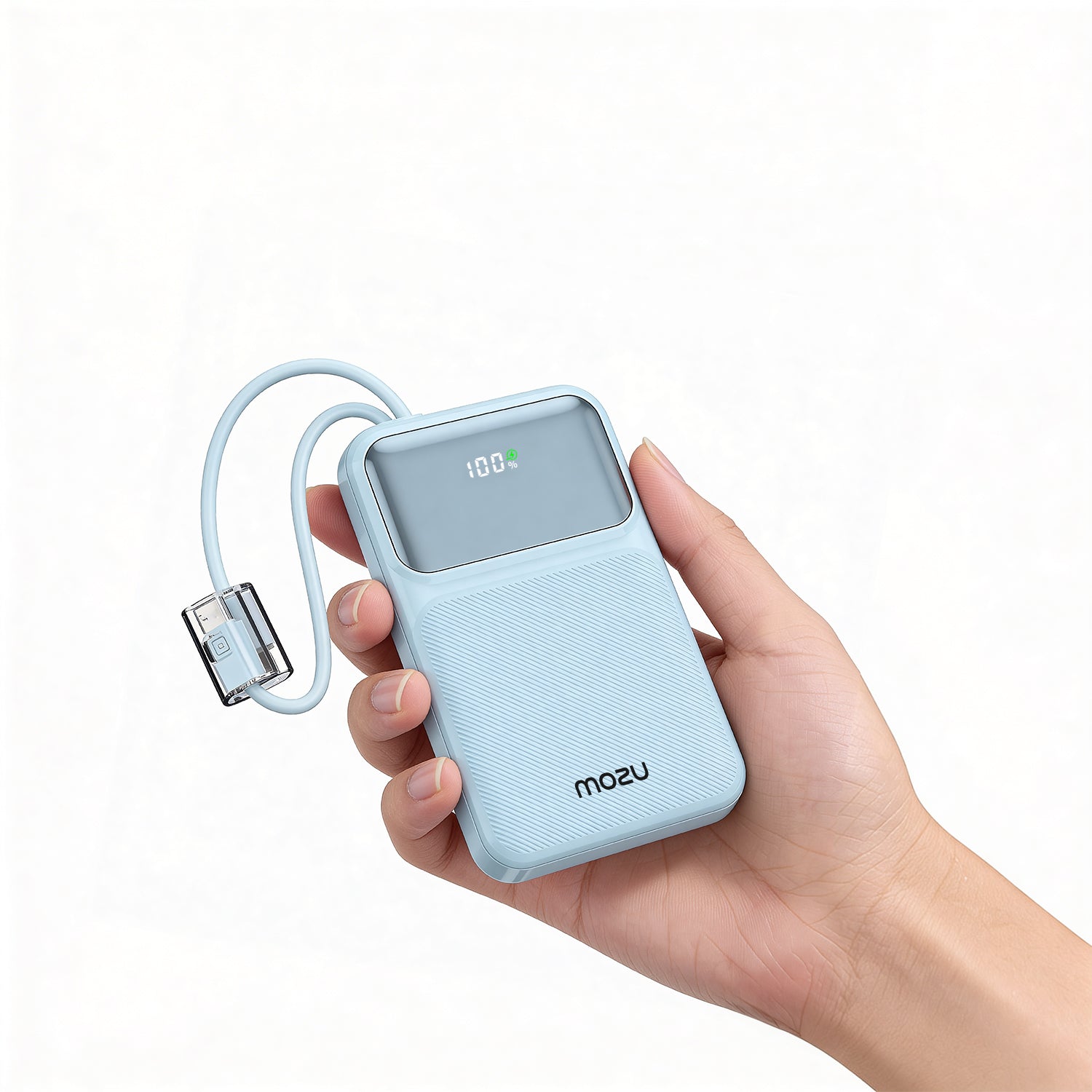 Mozu Chargex PB110 10000 mAh 16mm Slim & Compact Power Bank With Hanging in - Build Type C & 8 Pin Cable |22.5W Fast Charging|Flight Approved 38.5Wh|Digital Display - Mozu