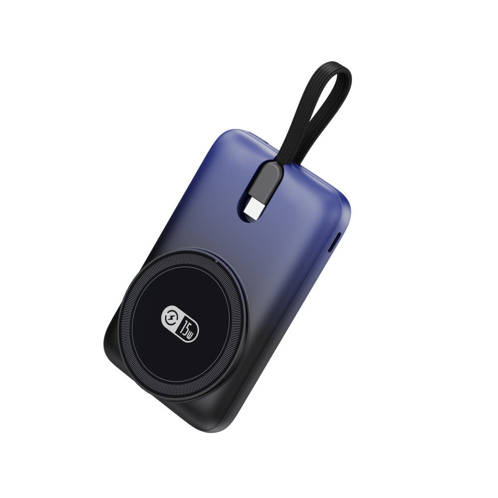 Mozu SnapX-W75 10000mAh Magnetic Wireless Power Bank with In-Built Type C Cable -2 Way Charging | 22.5W Fast Wired & 15W Wireless Charging | Extra Magnetic Ring | Flight Approved 38.5WH - Mozu