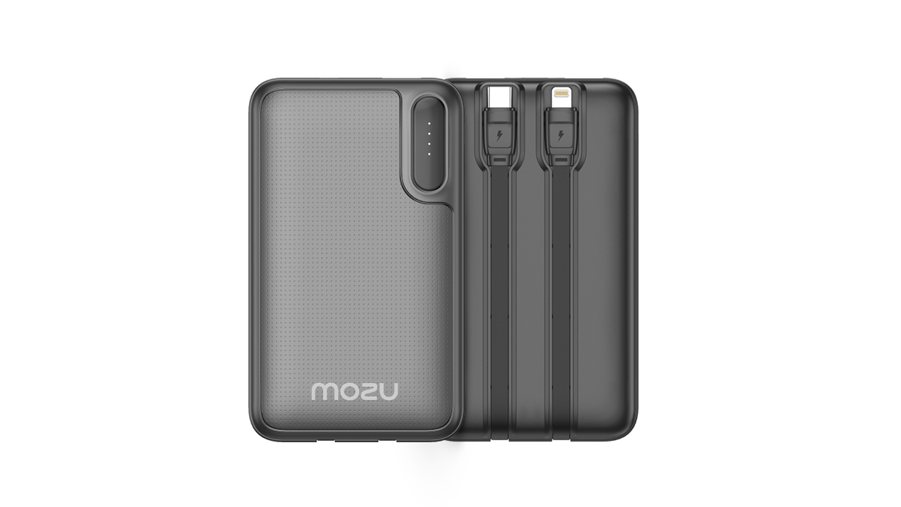Mozu Chargex P220 10000mAh Power Bank With Built-in Type-C & 8 PIN Cables | 22.5W Fast Charging | Total Four Output | Flight-Approved 38.5 Wh | Smart Heat Protection | Mini-Slim & Compact 18mm Design