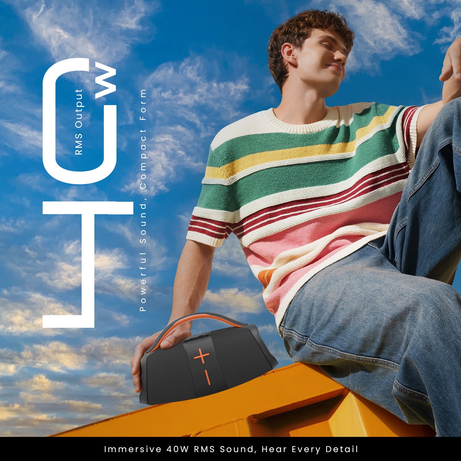 Mozu Bassmore X21 Portable Speaker With RGB LED|Aux FM TF USB|6 Hrs Playtime, 40 W Bluetooth Party Speaker - Mozu