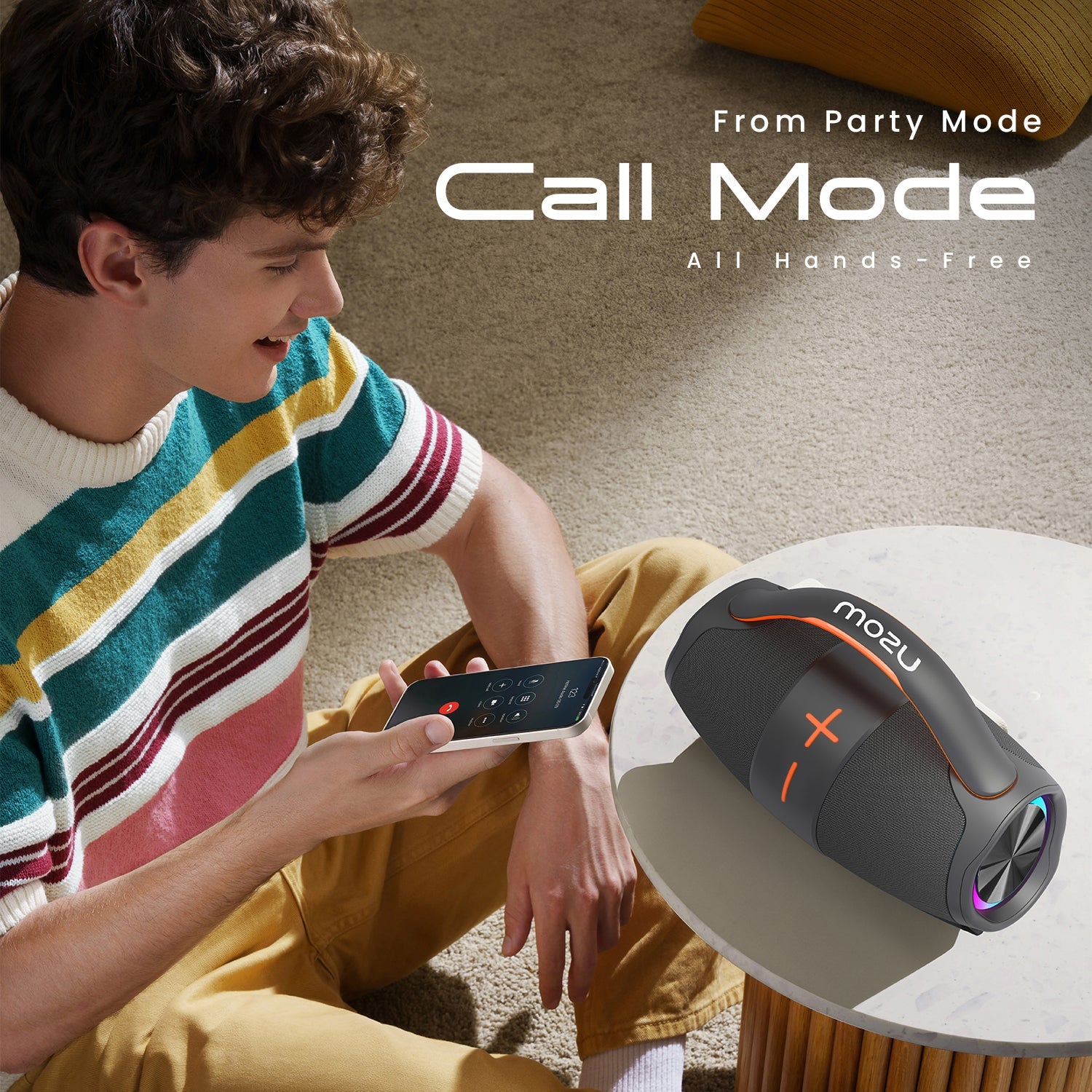 Mozu Bassmore X21 Portable Speaker With RGB LED|Aux FM TF USB|6 Hrs Playtime, 40 W Bluetooth Party Speaker - Mozu