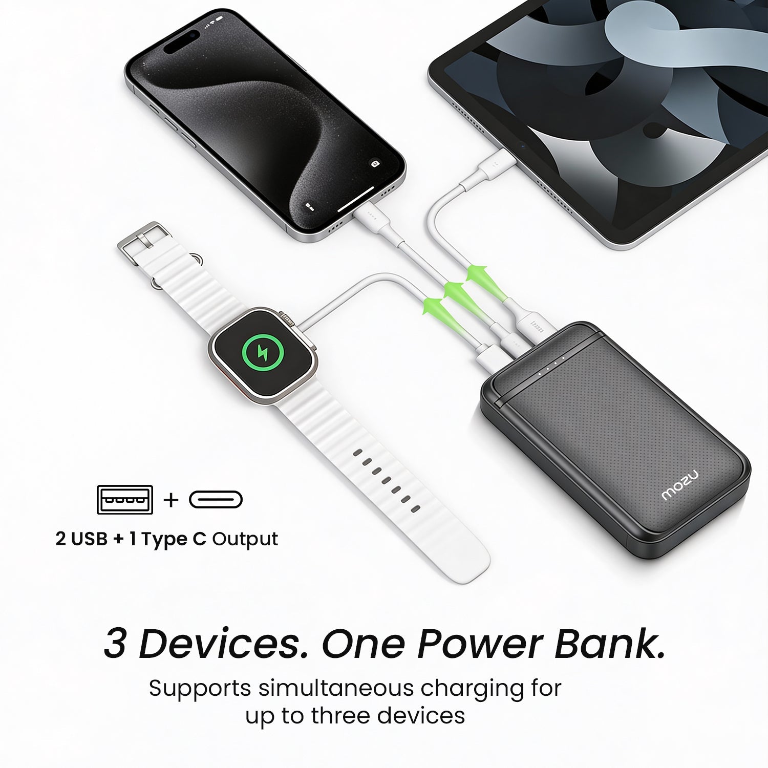 Mozu Chargex P210 10000mAh 22.5W Fast Charging Power Bank | Triple OutPut Ports | Flight Approved 38.5WH | Smart Heat Protection | Mini - Slim & Compact 18mm Design - Mozu