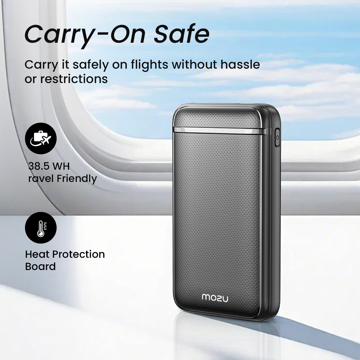 Mozu Chargex P210 10000mAh 22.5W Fast Charging Power Bank | Triple OutPut Ports | Flight Approved 38.5WH | Smart Heat Protection | Mini - Slim & Compact 18mm Design - Mozu